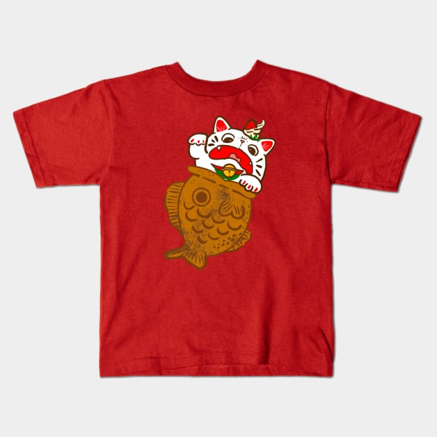 Taiyaki Neko Kids T-Shirt by Fluffymafi